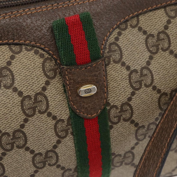 GUCCI GG Supreme Web Sherry Line Bag PVC Beige Gold 89 02 054 Auth ep14529
