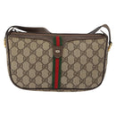 GUCCI GG Supreme Web Sherry Line Bag PVC Beige Gold 89 02 054 Auth ep14529-13