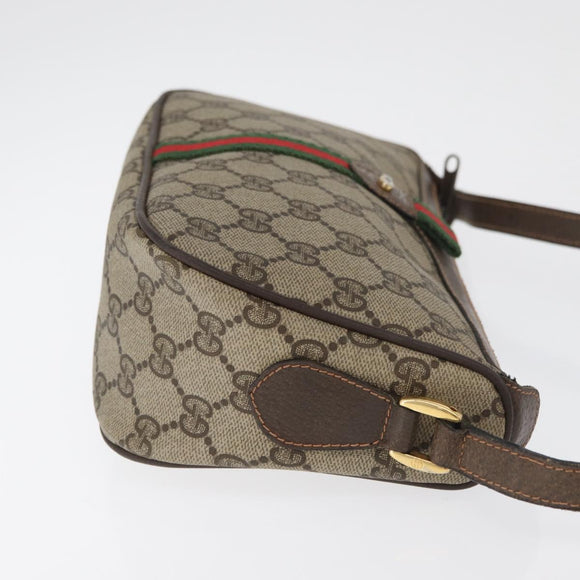 GUCCI GG Supreme Web Sherry Line Bag PVC Beige Gold 89 02 054 Auth ep14529