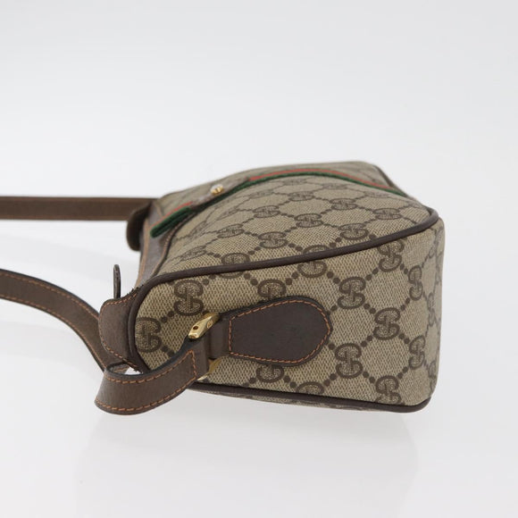 GUCCI GG Supreme Web Sherry Line Bag PVC Beige Gold 89 02 054 Auth ep14529