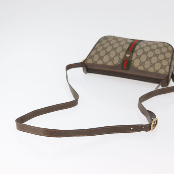 GUCCI GG Supreme Web Sherry Line Bag PVC Beige Gold 89 02 054 Auth ep14529