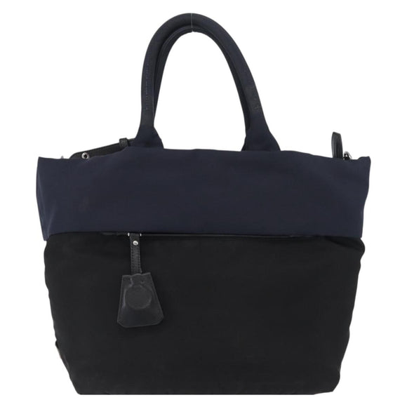 PRADA Hand Bag Nylon 2way Black Silver Auth ep14530A