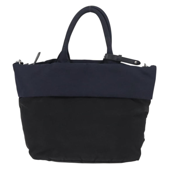 PRADA Hand Bag Nylon 2way Black Silver Auth ep14530A