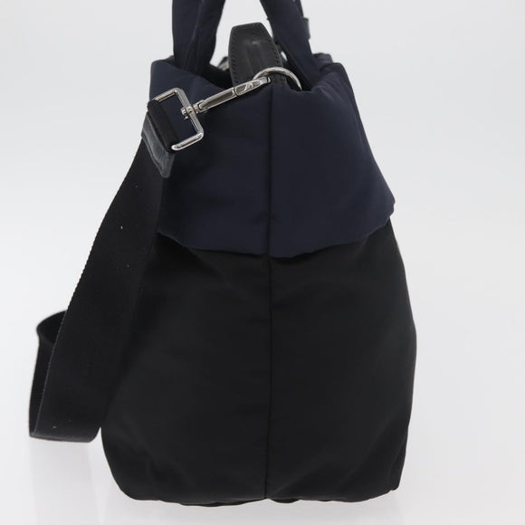 PRADA Hand Bag Nylon 2way Black Silver Auth ep14530A