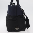 PRADA Hand Bag Nylon 2way Black Silver Auth ep14530A-5