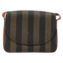FENDI Pecan Canvas Shoulder Bag PVC Black Brown Auth ep14532-13