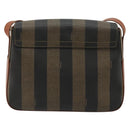 FENDI Pecan Canvas Shoulder Bag PVC Black Brown Auth ep14532-2