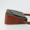 FENDI Pecan Canvas Shoulder Bag PVC Black Brown Auth ep14532-3