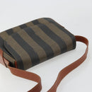 FENDI Pecan Canvas Shoulder Bag PVC Black Brown Auth ep14532-6