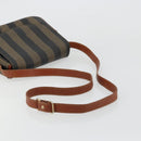 FENDI Pecan Canvas Shoulder Bag PVC Black Brown Auth ep14532-7