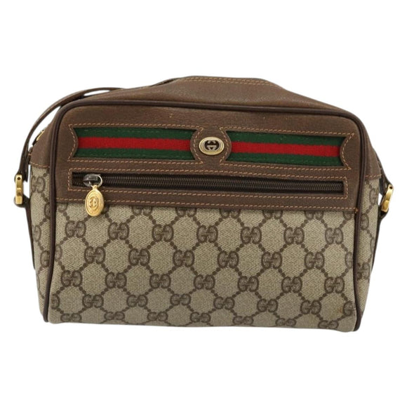 GUCCI GG Supreme Web Sherry Line Bag PVC Beige Gold 56 02 087 Auth ep14533