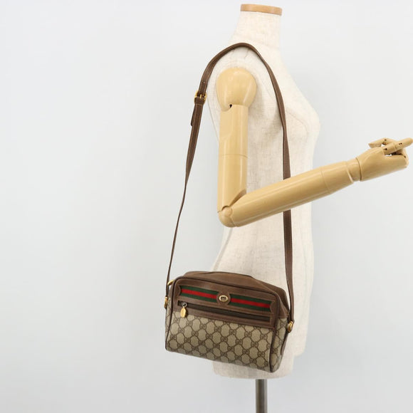 GUCCI GG Supreme Web Sherry Line Bag PVC Beige Gold 56 02 087 Auth ep14533