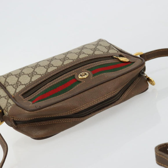 GUCCI GG Supreme Web Sherry Line Bag PVC Beige Gold 56 02 087 Auth ep14533