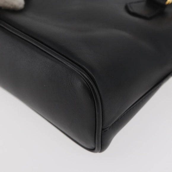 GUCCI Bamboo Hand Bag Leather 2way Black Gold 007 2032 0231 Auth ep14546
