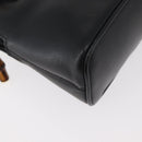 GUCCI Bamboo Hand Bag Leather 2way Black Gold 007 2032 0231 Auth ep14546-12