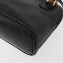 GUCCI Bamboo Hand Bag Leather 2way Black Gold 007 2032 0231 Auth ep14546-13