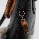 GUCCI Bamboo Hand Bag Leather 2way Black Gold 007 2032 0231 Auth ep14546-14
