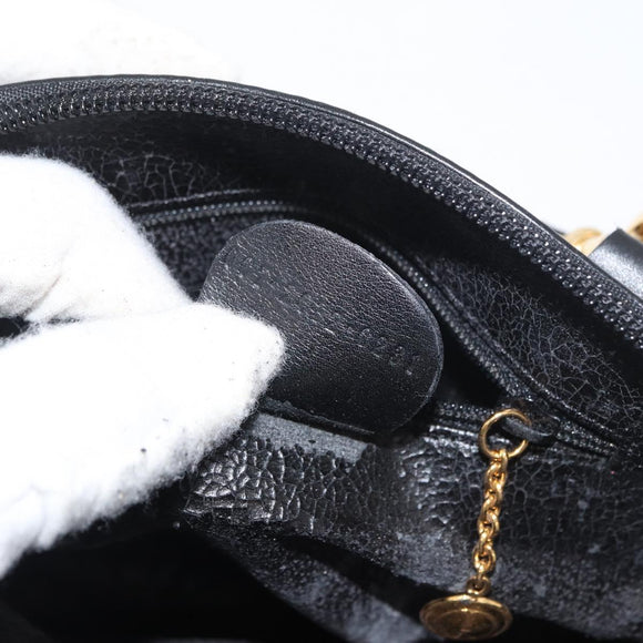 GUCCI Bamboo Hand Bag Leather 2way Black Gold 007 2032 0231 Auth ep14546