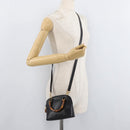 GUCCI Bamboo Hand Bag Leather 2way Black Gold 007 2032 0231 Auth ep14546-22