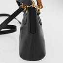 GUCCI Bamboo Hand Bag Leather 2way Black Gold 007 2032 0231 Auth ep14546-4