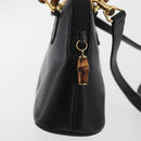 GUCCI Bamboo Hand Bag Leather 2way Black Gold 007 2032 0231 Auth ep14546-5
