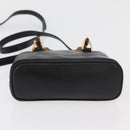 GUCCI Bamboo Hand Bag Leather 2way Black Gold 007 2032 0231 Auth ep14546-9