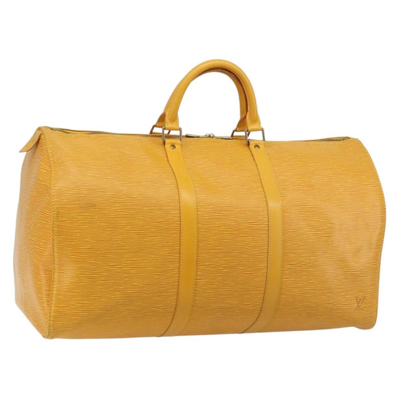 LOUIS VUITTON Epi Keepall 50 Boston Bag Yellow LV Auth ep14549A
