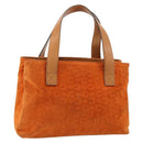 CELINE C Macadam Canvas Hand Bag Suede Orange Gold Auth ep14550-1