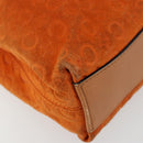 CELINE C Macadam Canvas Hand Bag Suede Orange Gold Auth ep14550-11