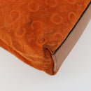 CELINE C Macadam Canvas Hand Bag Suede Orange Gold Auth ep14550-13