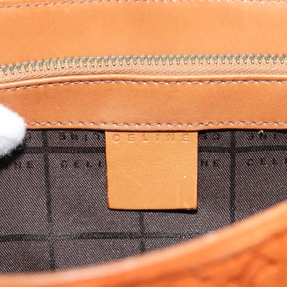 CELINE C Macadam Canvas Hand Bag Suede Orange Gold Auth ep14550