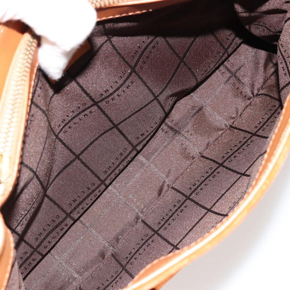 CELINE C Macadam Canvas Hand Bag Suede Orange Gold Auth ep14550
