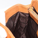 CELINE C Macadam Canvas Hand Bag Suede Orange Gold Auth ep14550-17