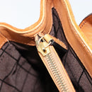 CELINE C Macadam Canvas Hand Bag Suede Orange Gold Auth ep14550-18