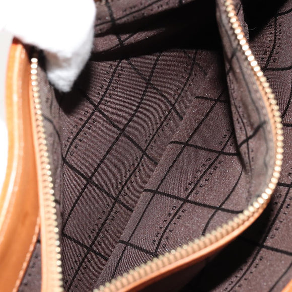 CELINE C Macadam Canvas Hand Bag Suede Orange Gold Auth ep14550