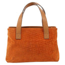 CELINE C Macadam Canvas Hand Bag Suede Orange Gold Auth ep14550-2