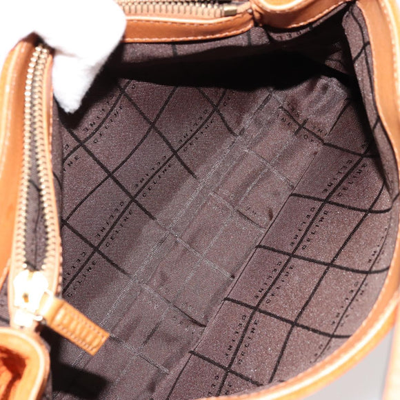 CELINE C Macadam Canvas Hand Bag Suede Orange Gold Auth ep14550