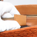 CELINE C Macadam Canvas Hand Bag Suede Orange Gold Auth ep14550-21