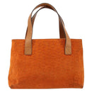 CELINE C Macadam Canvas Hand Bag Suede Orange Gold Auth ep14550-3