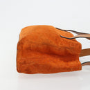 CELINE C Macadam Canvas Hand Bag Suede Orange Gold Auth ep14550-4