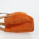 CELINE C Macadam Canvas Hand Bag Suede Orange Gold Auth ep14550-5