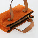 CELINE C Macadam Canvas Hand Bag Suede Orange Gold Auth ep14550-6