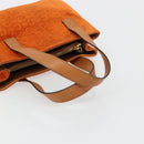 CELINE C Macadam Canvas Hand Bag Suede Orange Gold Auth ep14550-7
