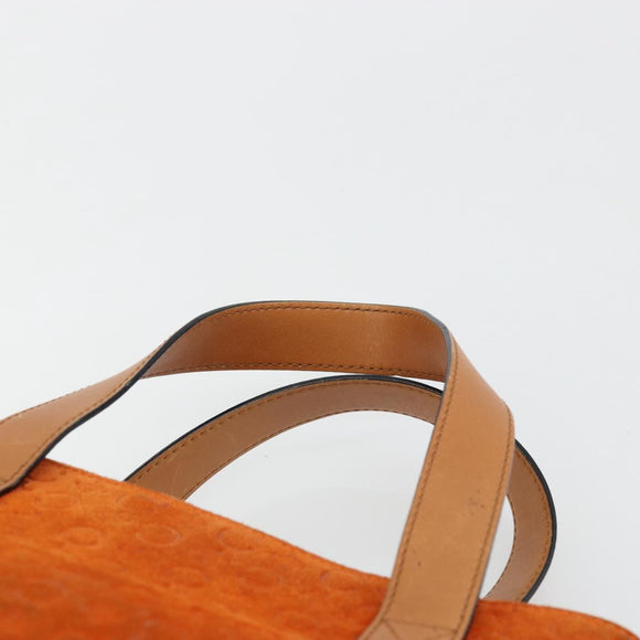CELINE C Macadam Canvas Hand Bag Suede Orange Gold Auth ep14550