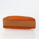 CELINE C Macadam Canvas Hand Bag Suede Orange Gold Auth ep14550-9