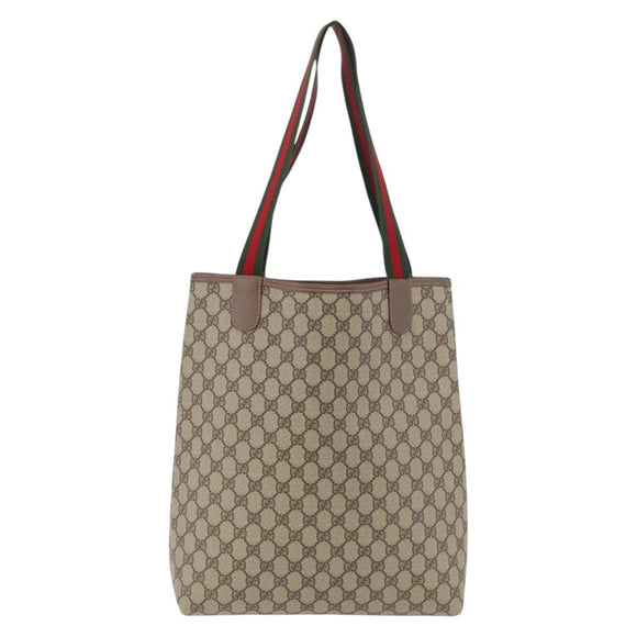 GUCCI GG Supreme Web Sherry Line Bag PVC Beige Gold 002 123 6487 Auth ep14554