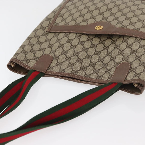 GUCCI GG Supreme Web Sherry Line Bag PVC Beige Gold 002 123 6487 Auth ep14554