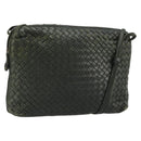BOTTEGA VENETA INTRECCIATO Shoulder Bag Leather Green Gold Auth ep14556-1