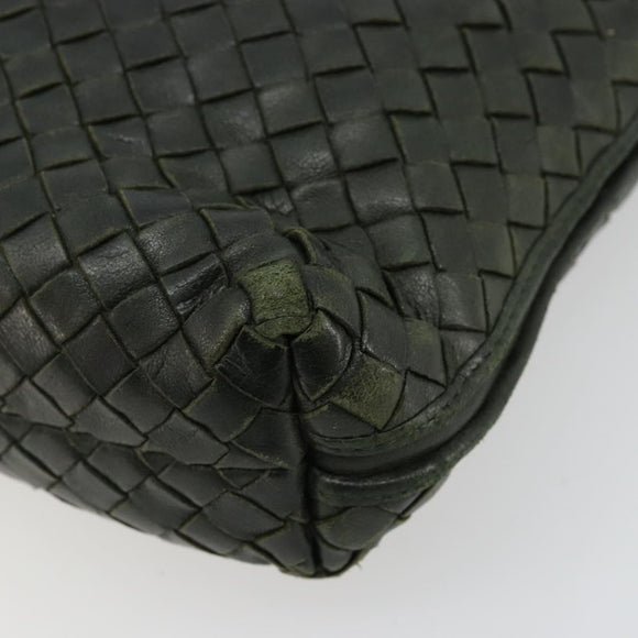BOTTEGA VENETA INTRECCIATO Shoulder Bag Leather Green Gold Auth ep14556