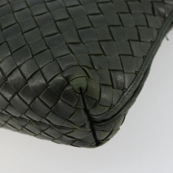BOTTEGA VENETA INTRECCIATO Shoulder Bag Leather Green Gold Auth ep14556